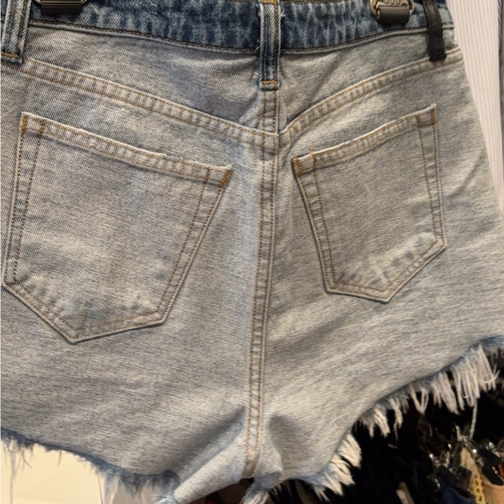 Alexander wang two toned denim shorts frayed bottom